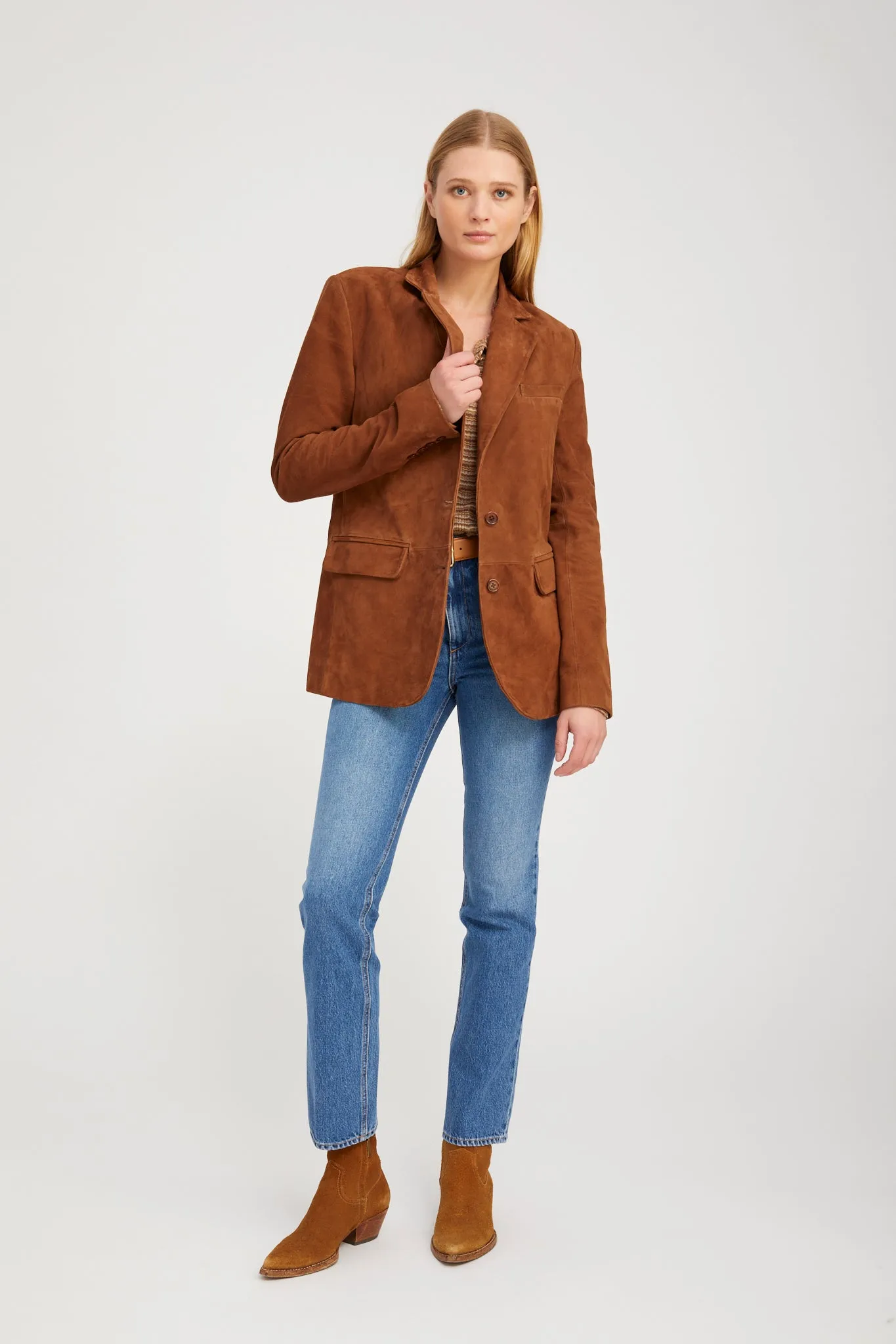 Dark Cognac Suede Classic Blazer sold by SPRWMN product image thumbnail 4