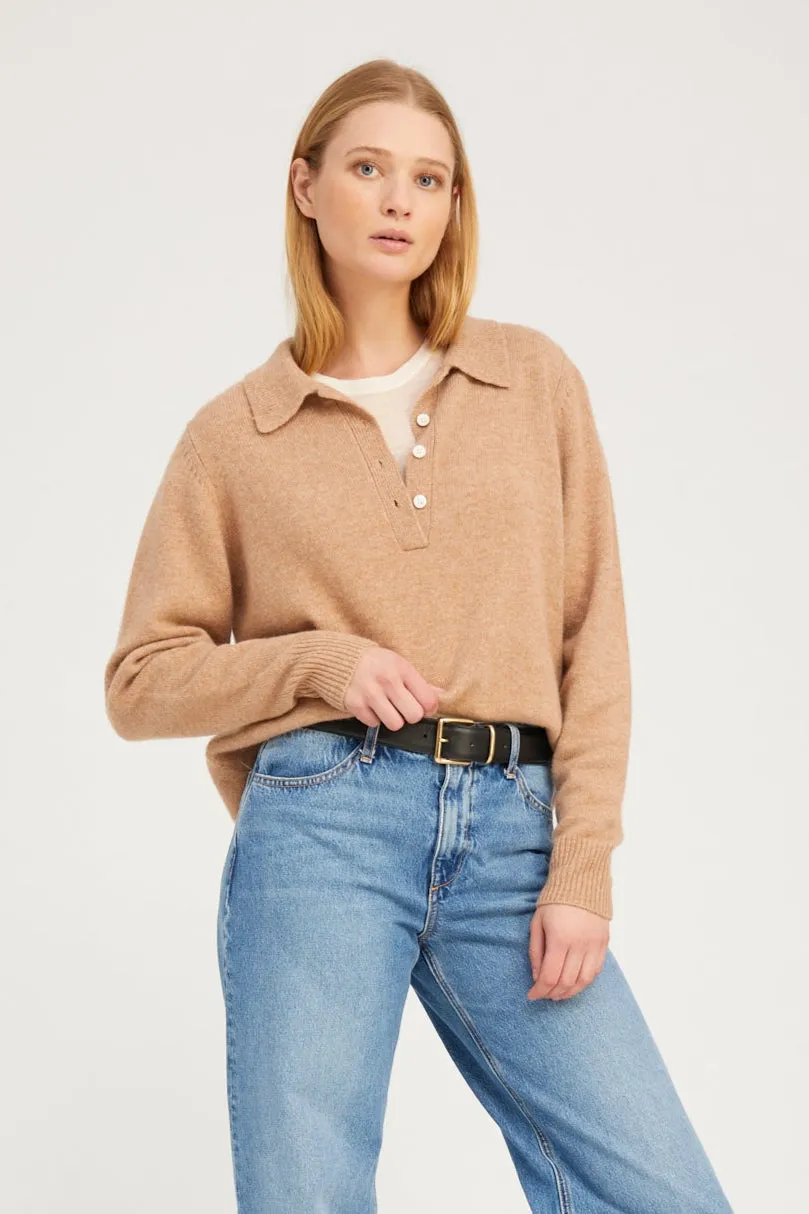 Almondine Cashmere Polo Sweater sold by SPRWMN