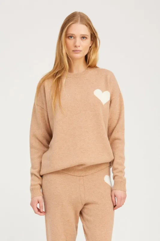 Almondine Cashmere Heart Logo Sweatshirt sold by SPRWMN