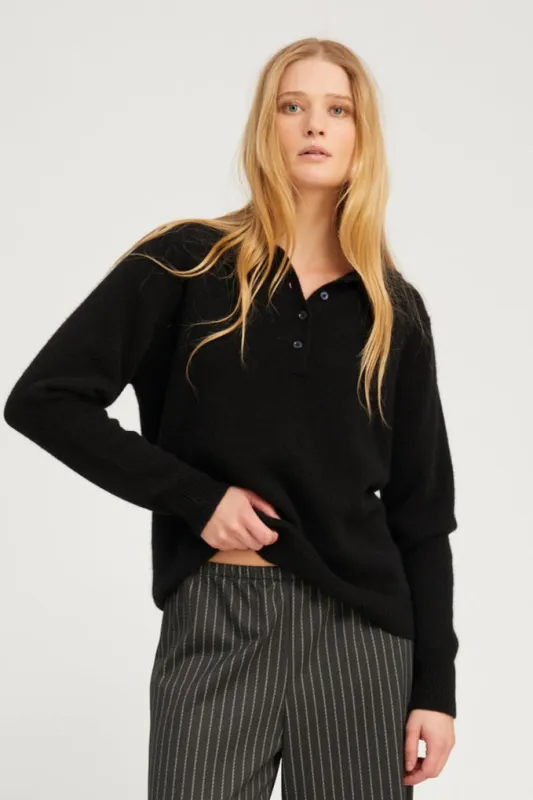 Black Cashmere Polo Sweater sold by SPRWMN