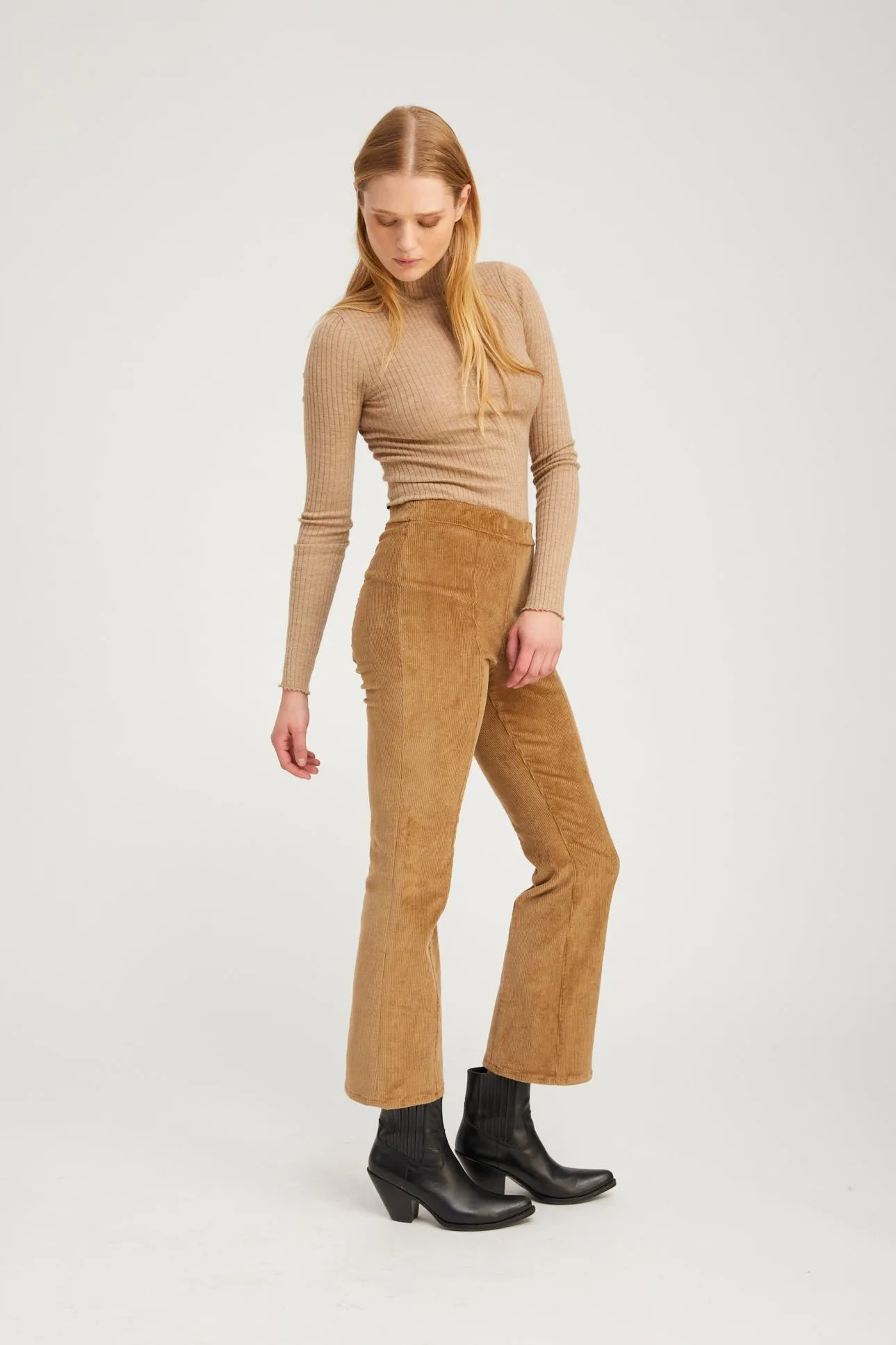 Sepia Corduroy Ankle Flare with Princess Seams sold by SPRWMN product image thumbnail 3