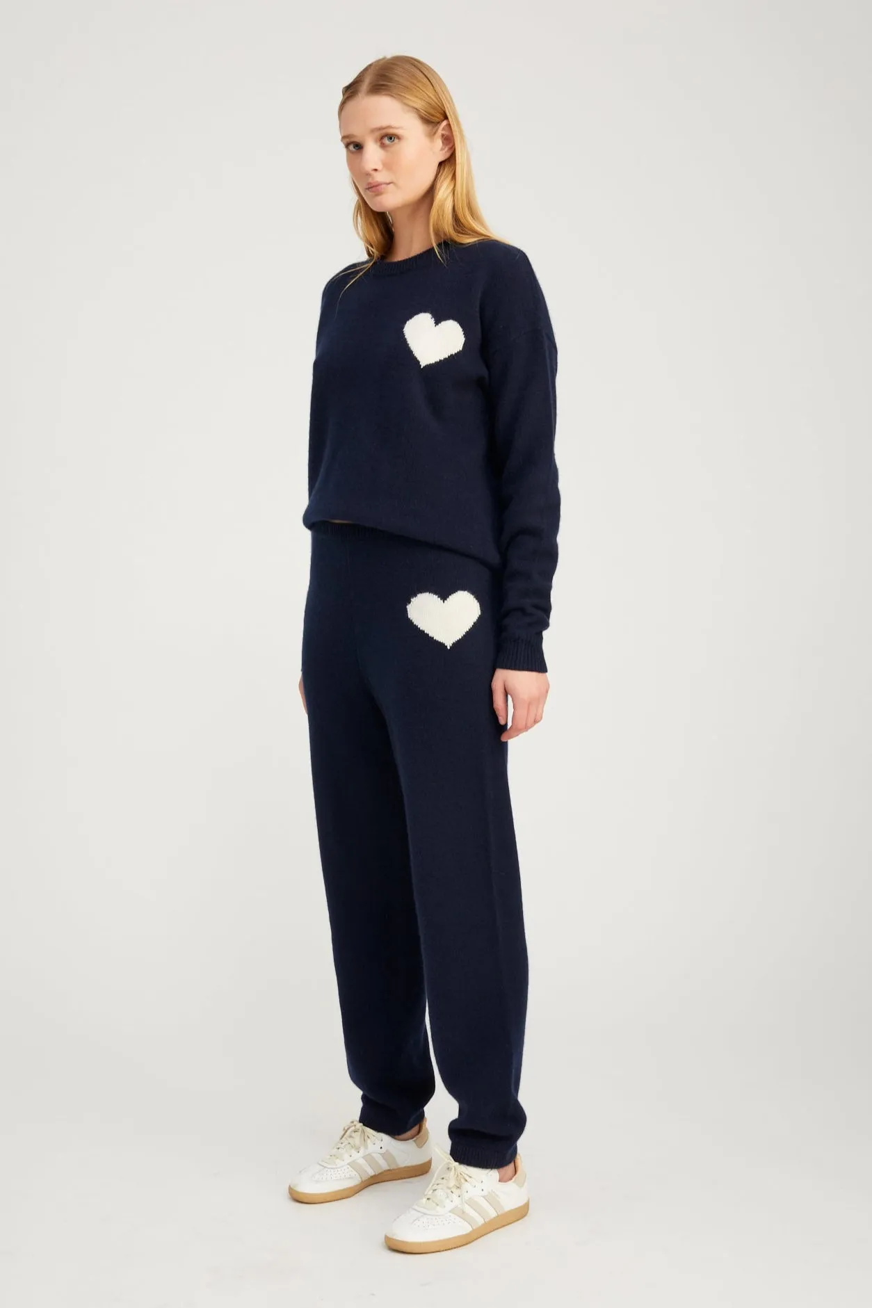 Navy Cashmere Heart Logo Sweatpants sold by SPRWMN product image thumbnail 3