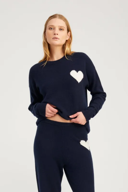 Navy Cashmere Heart Logo Sweatshirt sold by SPRWMN