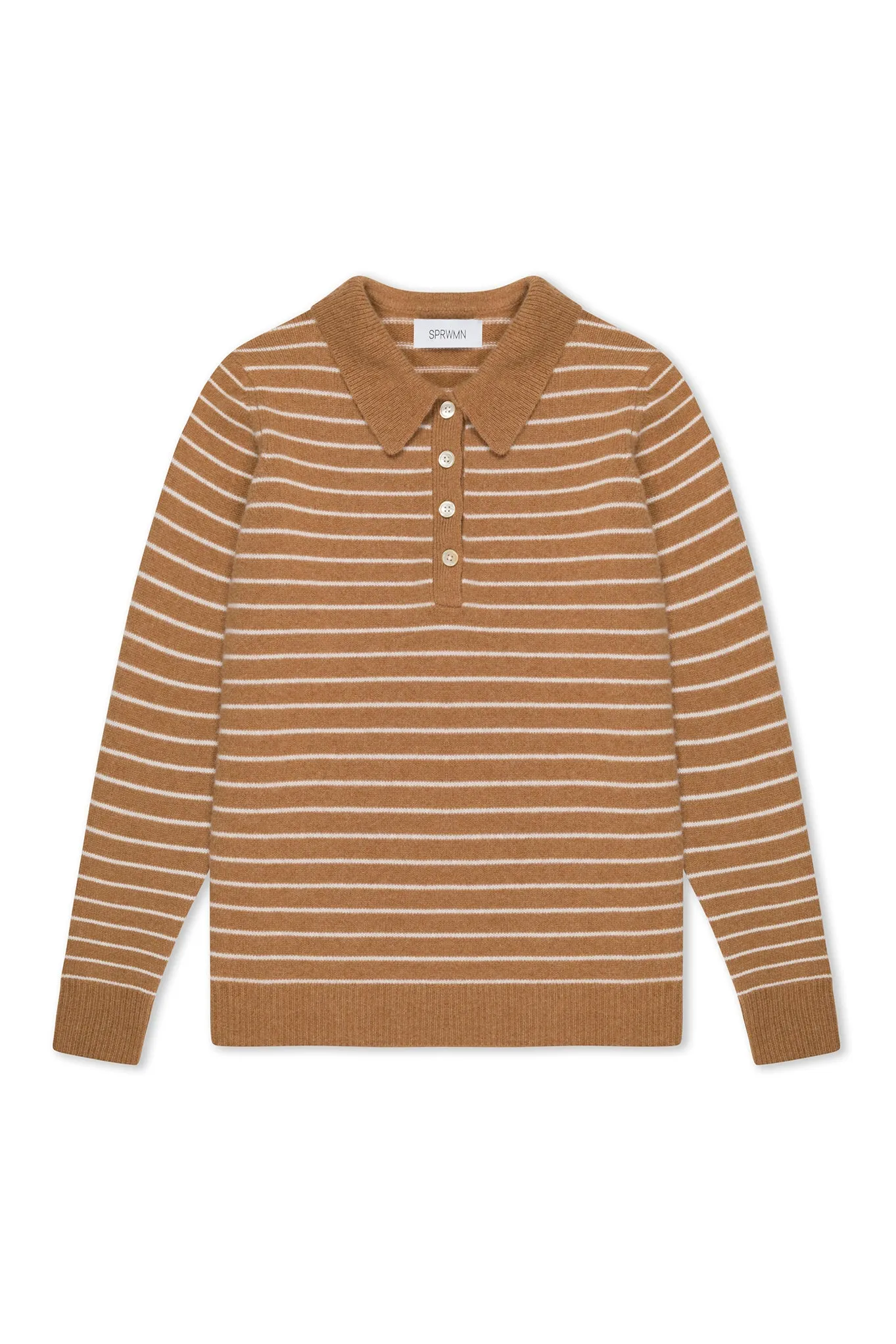 Camel Stripe Cashmere Polo Sweater sold by SPRWMN product image thumbnail 5