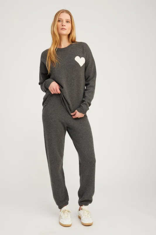 Grey Cashmere Heart Logo Sweatpants sold by SPRWMN