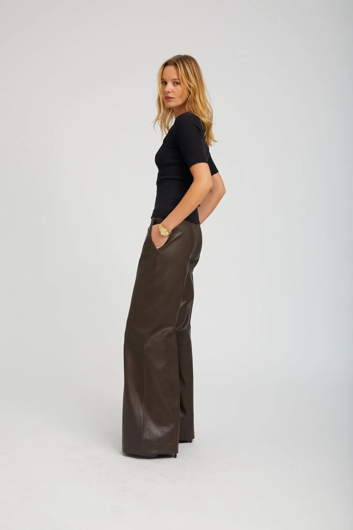 Americano Stretch Leather Wide Leg sold by SPRWMN product image thumbnail 3