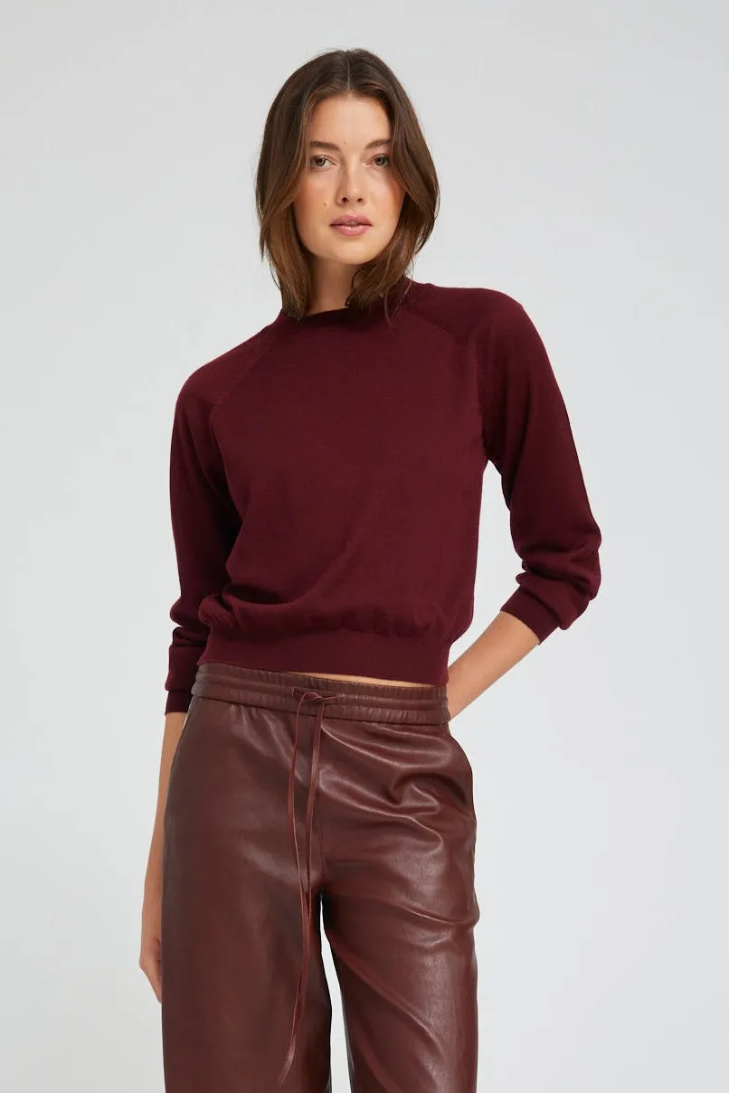 Wine Cashmere Raglan Sweater sold by SPRWMN