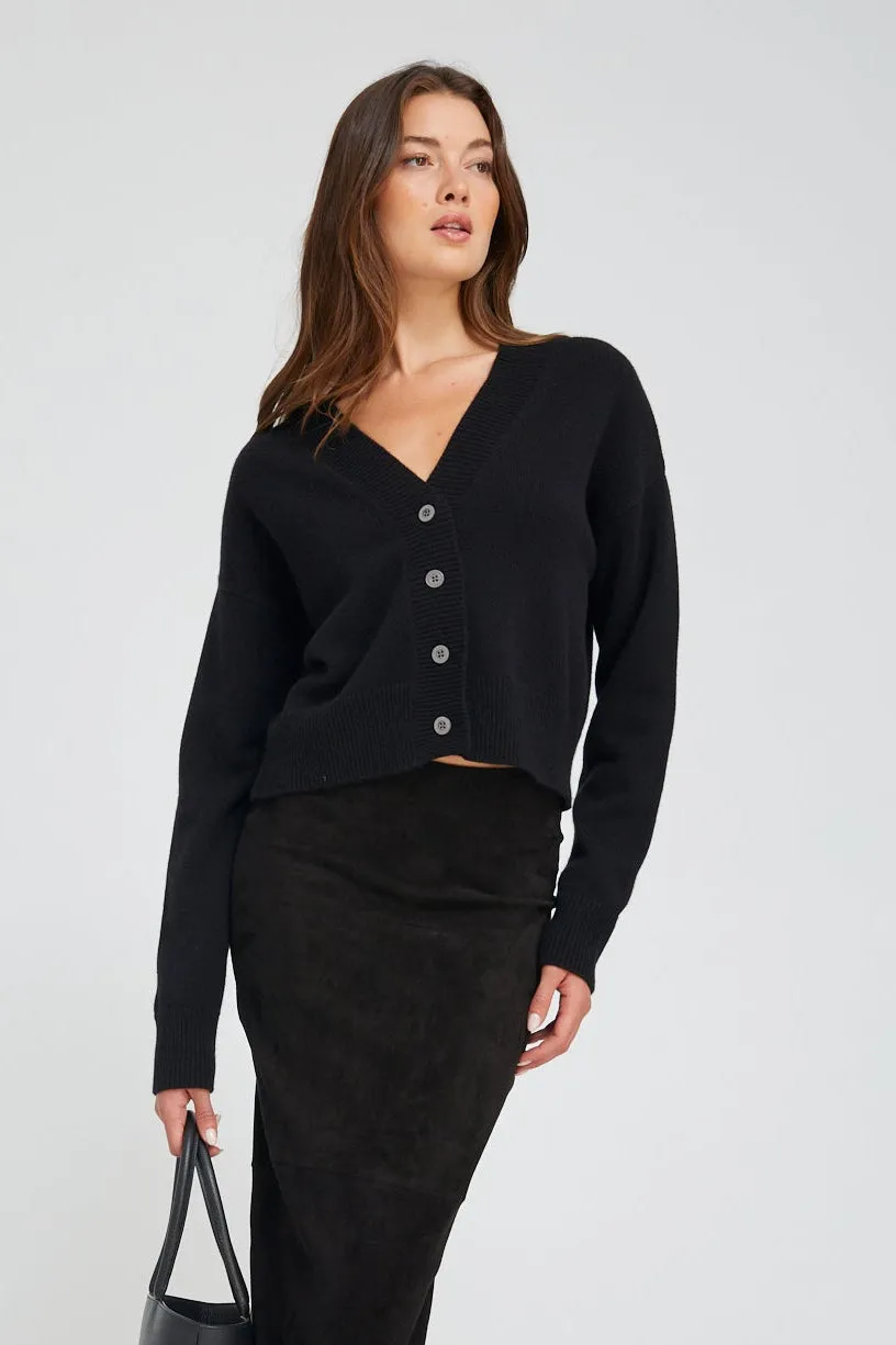 Black Cashmere Mia Cardigan sold by SPRWMN