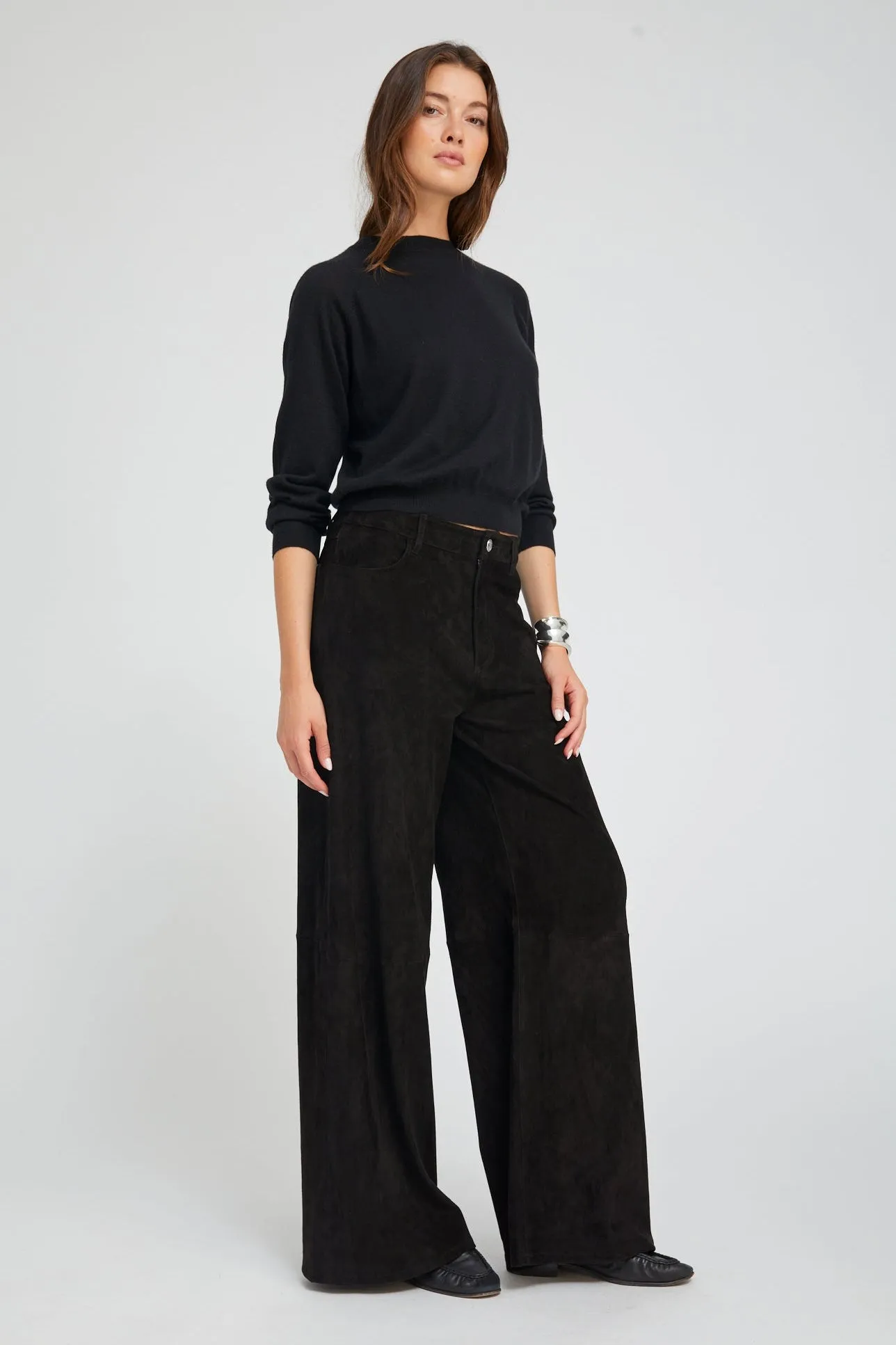 Black Suede 5 Pocket Wide Leg sold by SPRWMN product image thumbnail 2