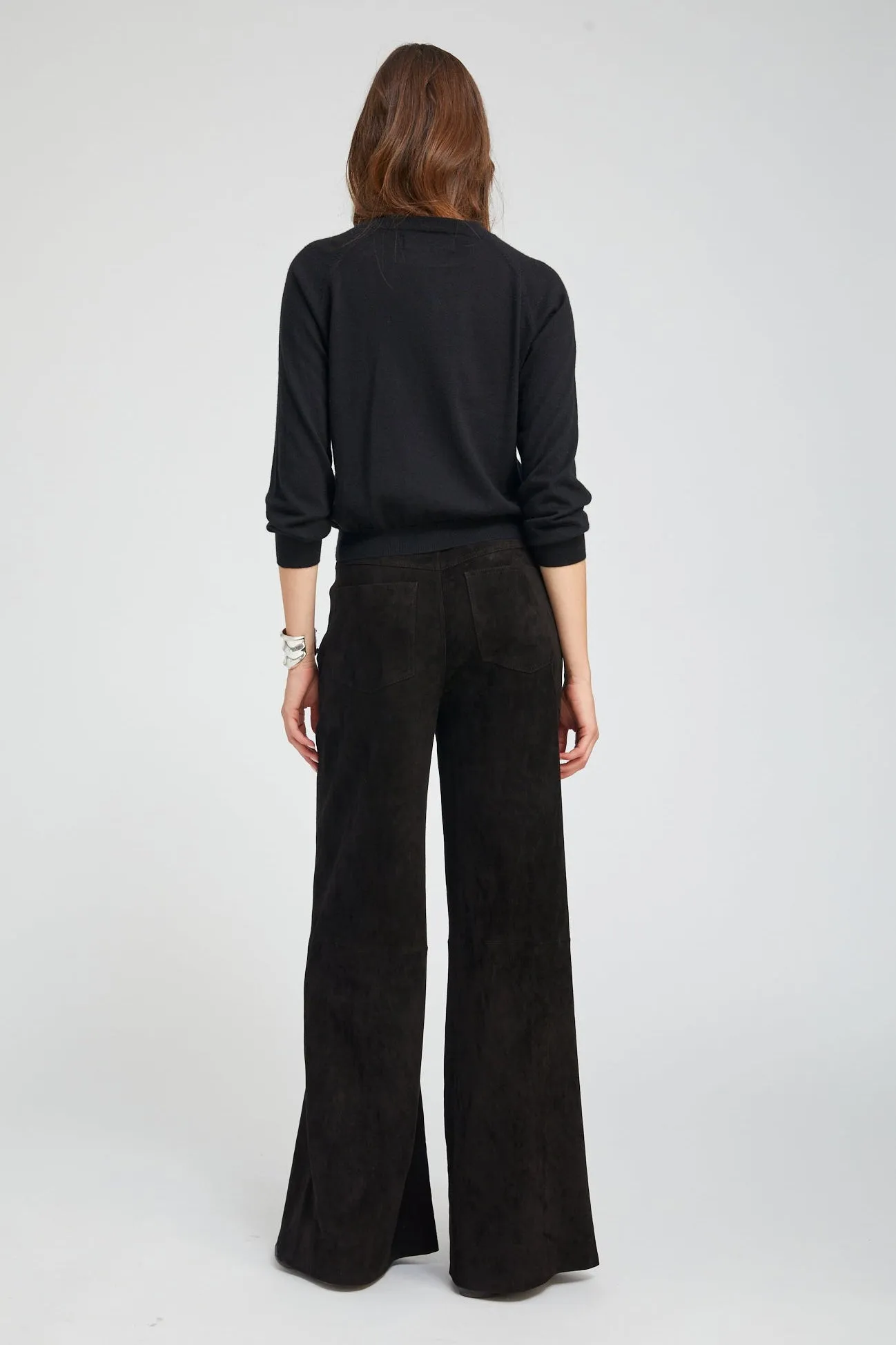 Black Suede 5 Pocket Wide Leg sold by SPRWMN product image thumbnail 3