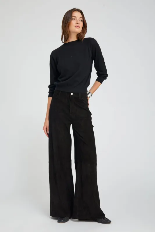 Black Suede 5 Pocket Wide Leg sold by SPRWMN