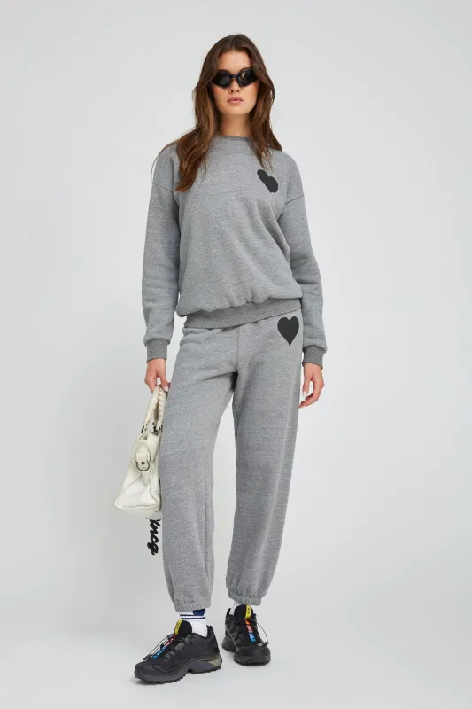 Heather Grey Heart Sweatpants sold by SPRWMN