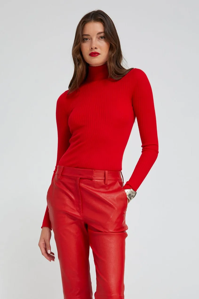 Red Cashmere Mock Neck sold by SPRWMN