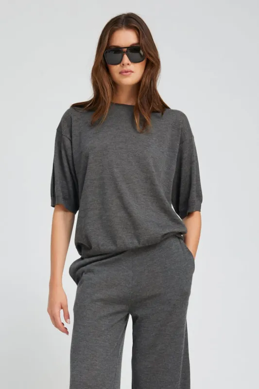 Charcoal Cashmere Boxy Tee sold by SPRWMN