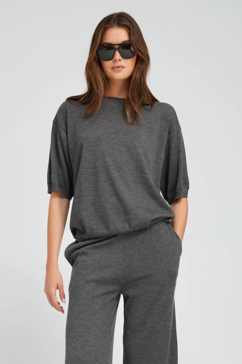 Charcoal Cashmere Boxy Tee sold by SPRWMN