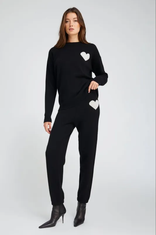 Black Cashmere Heart Logo Sweatpants sold by SPRWMN
