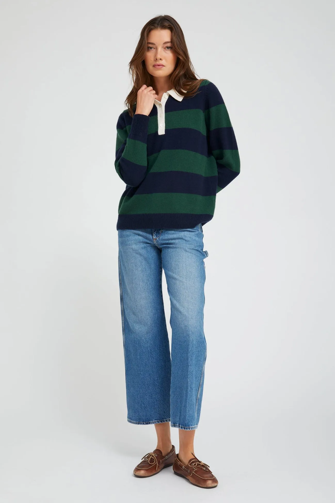 Green Striped Cashmere Polo Sweater sold by SPRWMN product image thumbnail 2