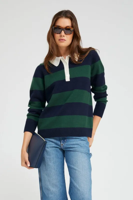 Green Striped Cashmere Polo Sweater sold by SPRWMN