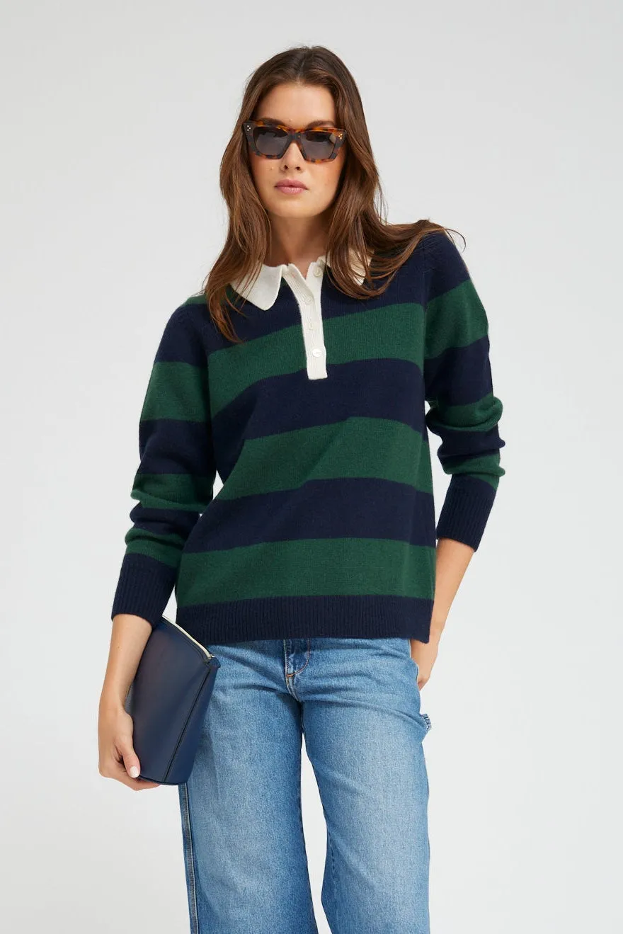 Green Striped Cashmere Polo Sweater sold by SPRWMN