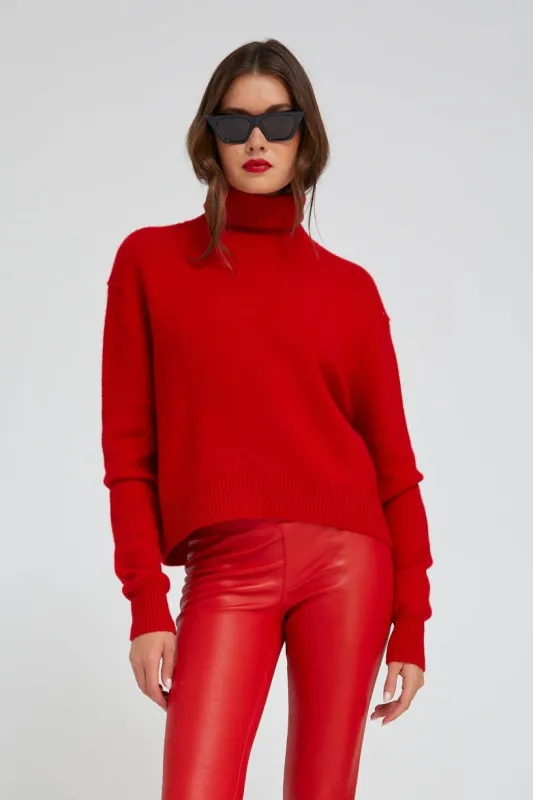 Red Cashmere Long Sleeve Turtleneck sold by SPRWMN