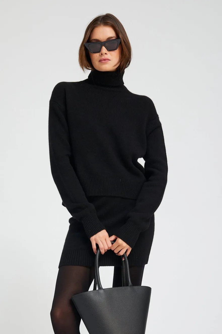 Black Cashmere Long Sleeve Turtleneck sold by SPRWMN