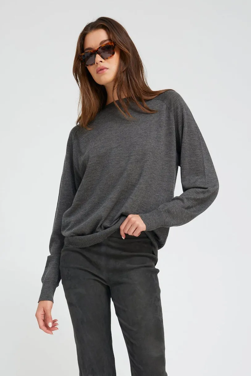 Charcoal Fine Cashmere Boyfriend Sweater sold by SPRWMN