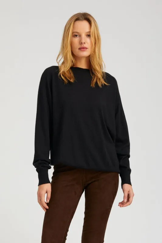 Black Fine Cashmere Boyfriend Sweater sold by SPRWMN