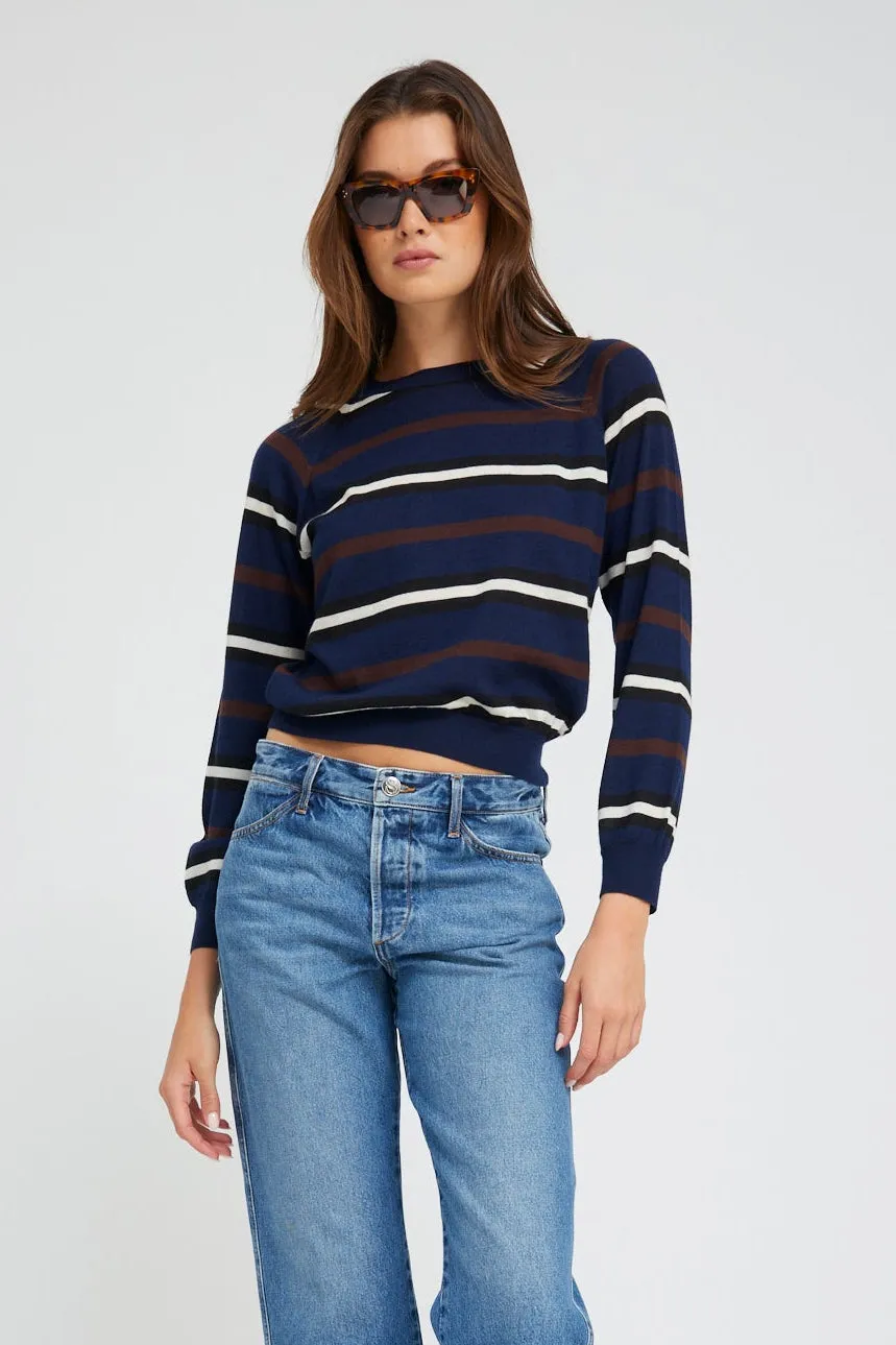 Navy Striped Cashmere Raglan Sweater sold by SPRWMN