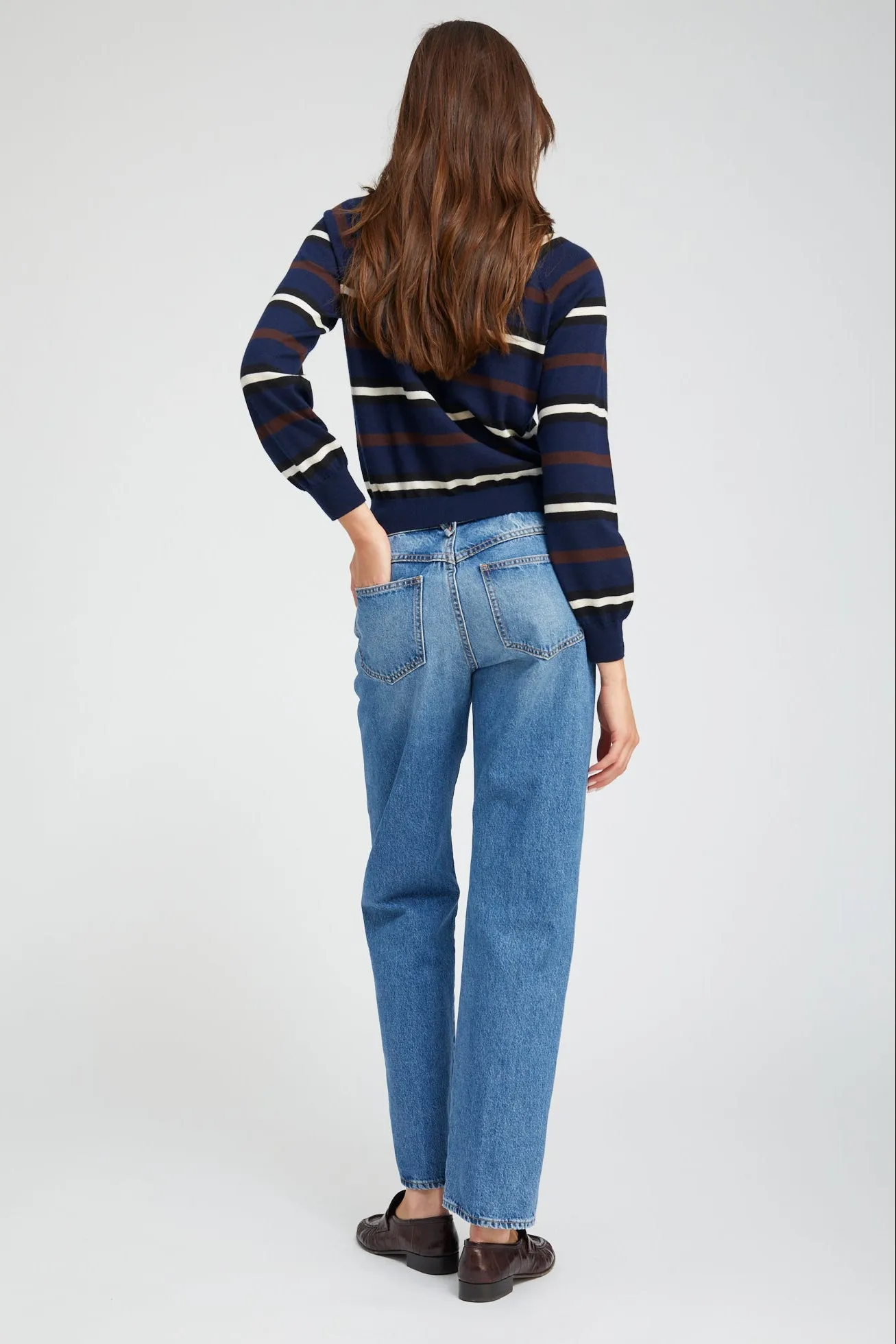 Navy Striped Cashmere Raglan Sweater sold by SPRWMN product image thumbnail 3