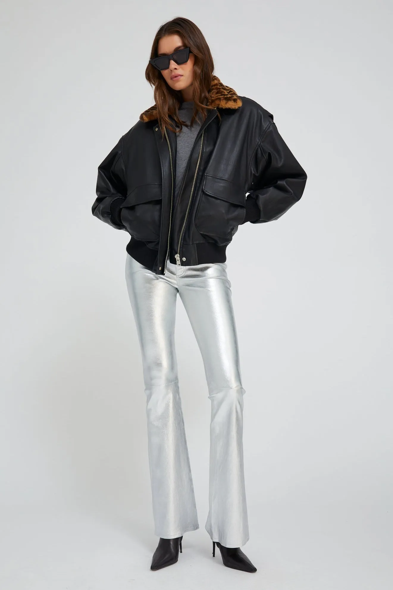 Black Leather Vintage Aviator Jacket sold by SPRWMN product image thumbnail 2