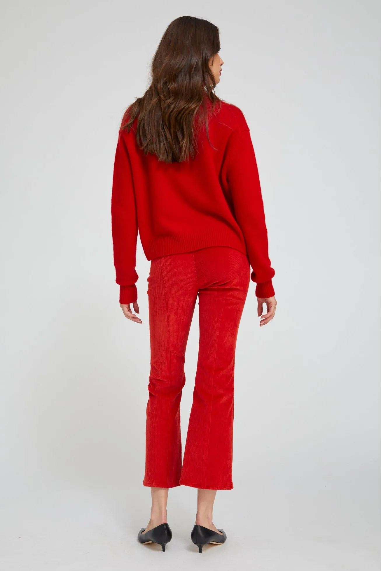 Red Corduroy Ankle Flare with Princess Seams sold by SPRWMN product image thumbnail 4