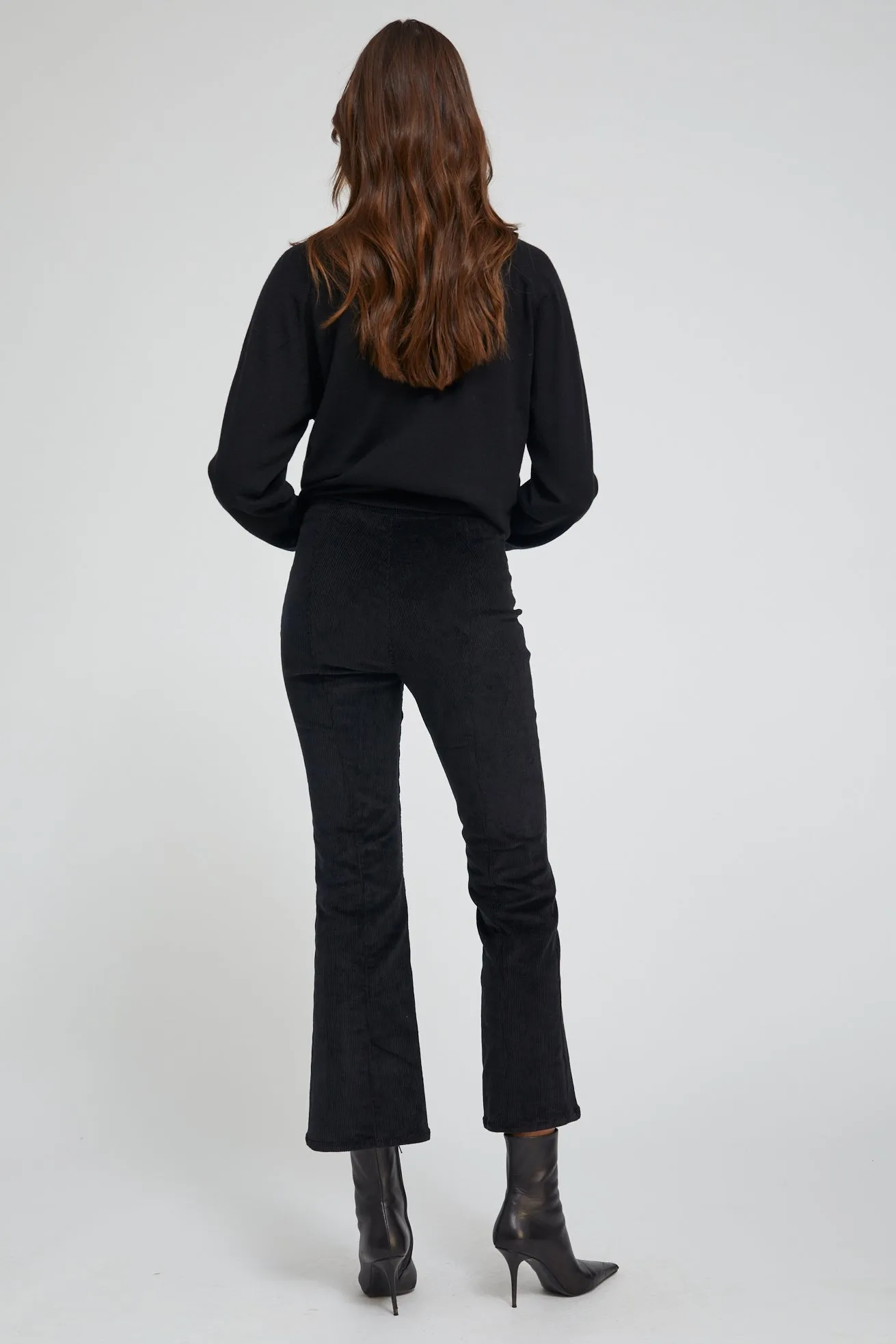 Black Corduroy Ankle Flare with Princess Seams sold by SPRWMN product image thumbnail 3