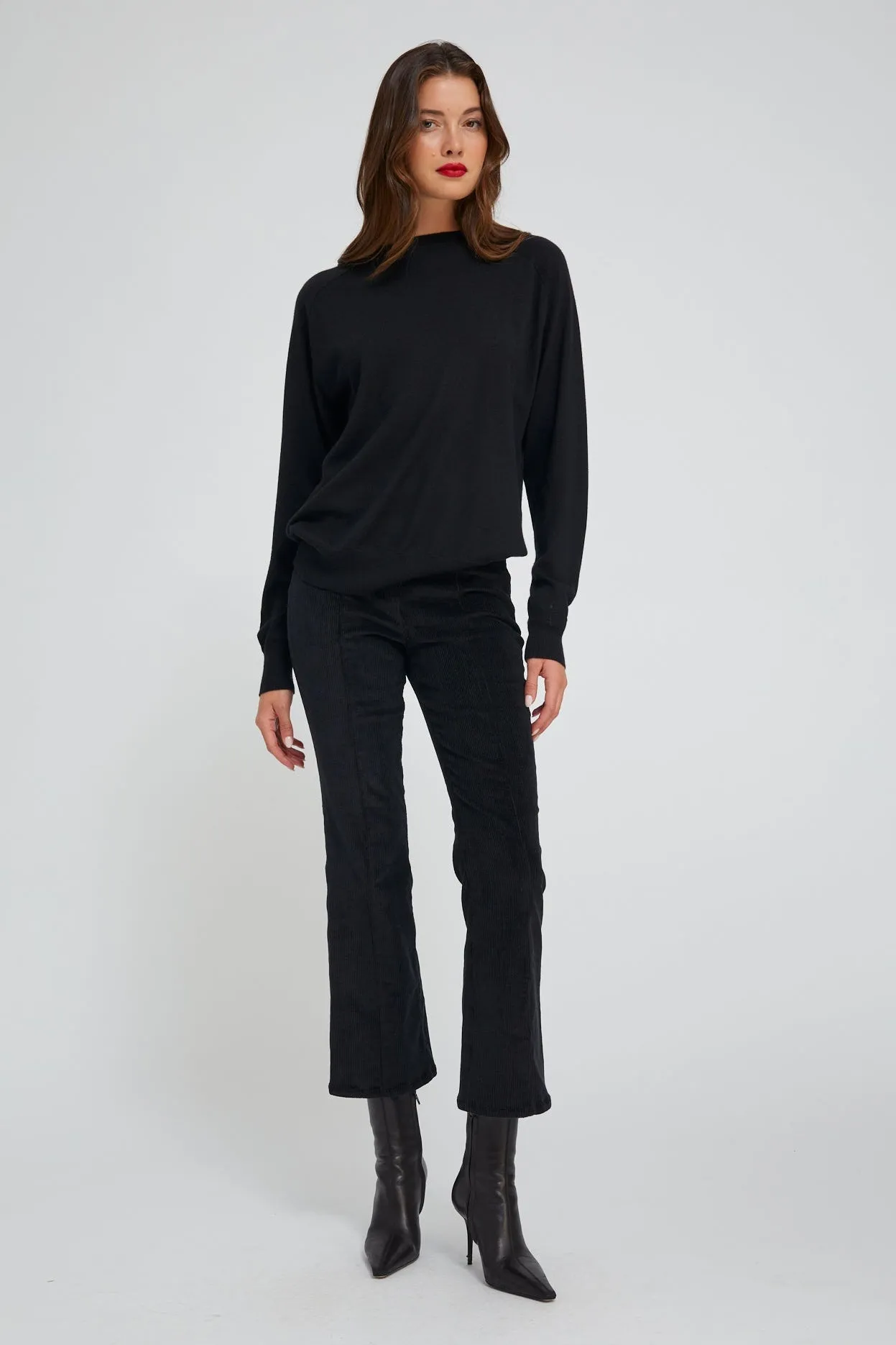 Black Corduroy Ankle Flare with Princess Seams sold by SPRWMN product image thumbnail 2