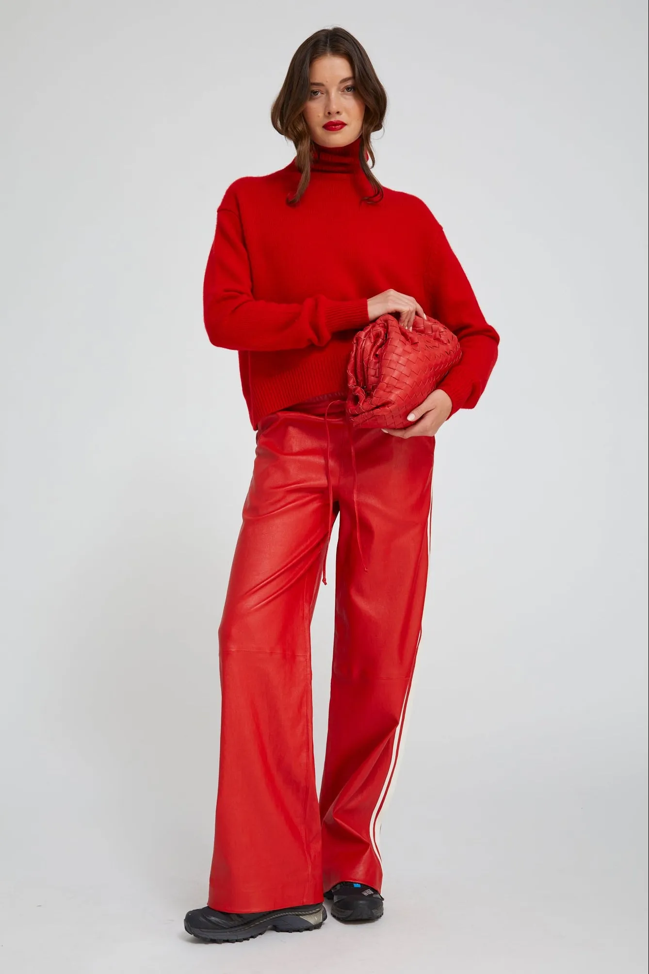 Red Leather Baggy Athletic Pants sold by SPRWMN
