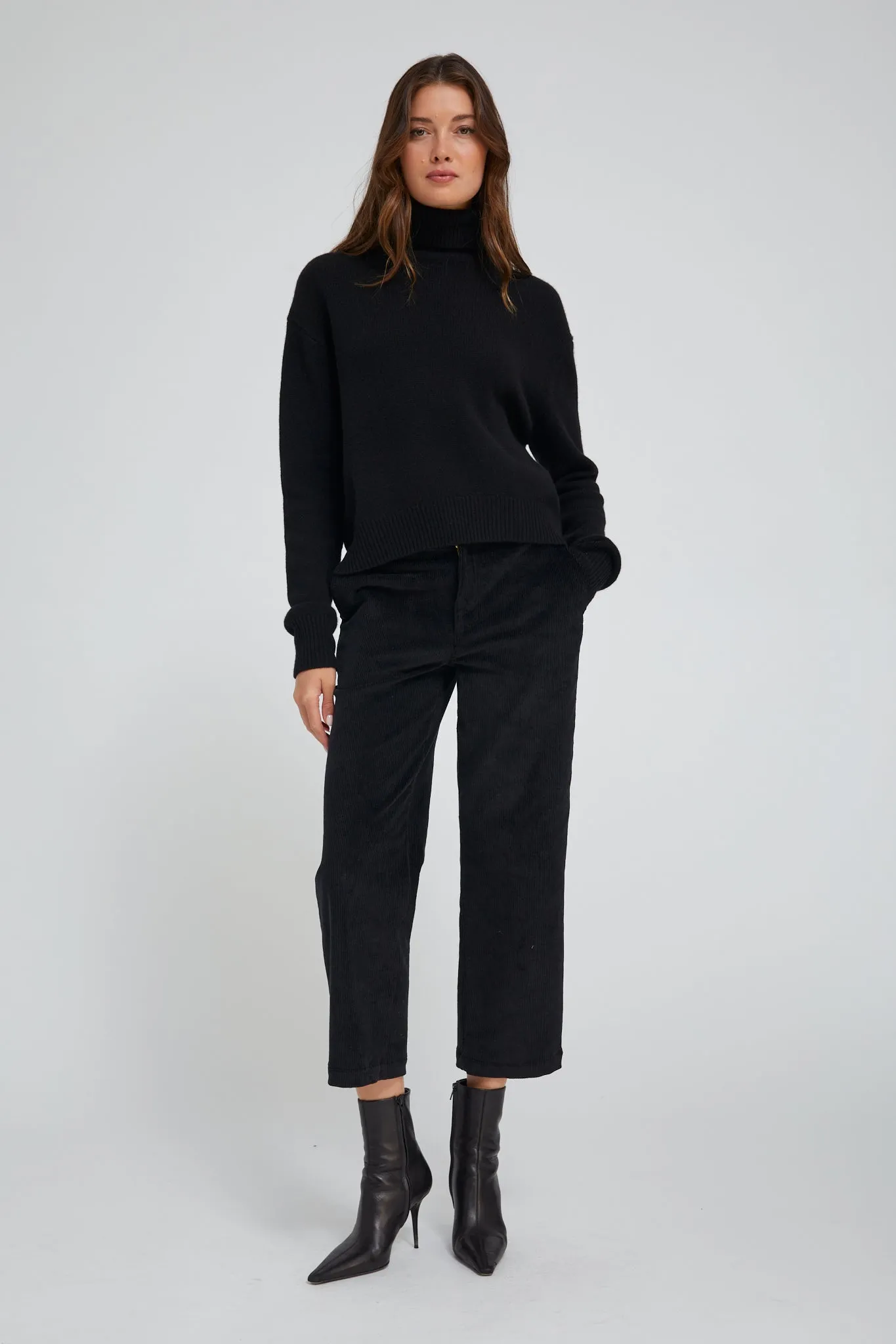Black Corduroy Cropped Trousers sold by SPRWMN product image thumbnail 2