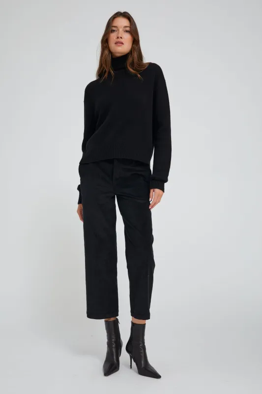 Black Corduroy Cropped Trousers sold by SPRWMN