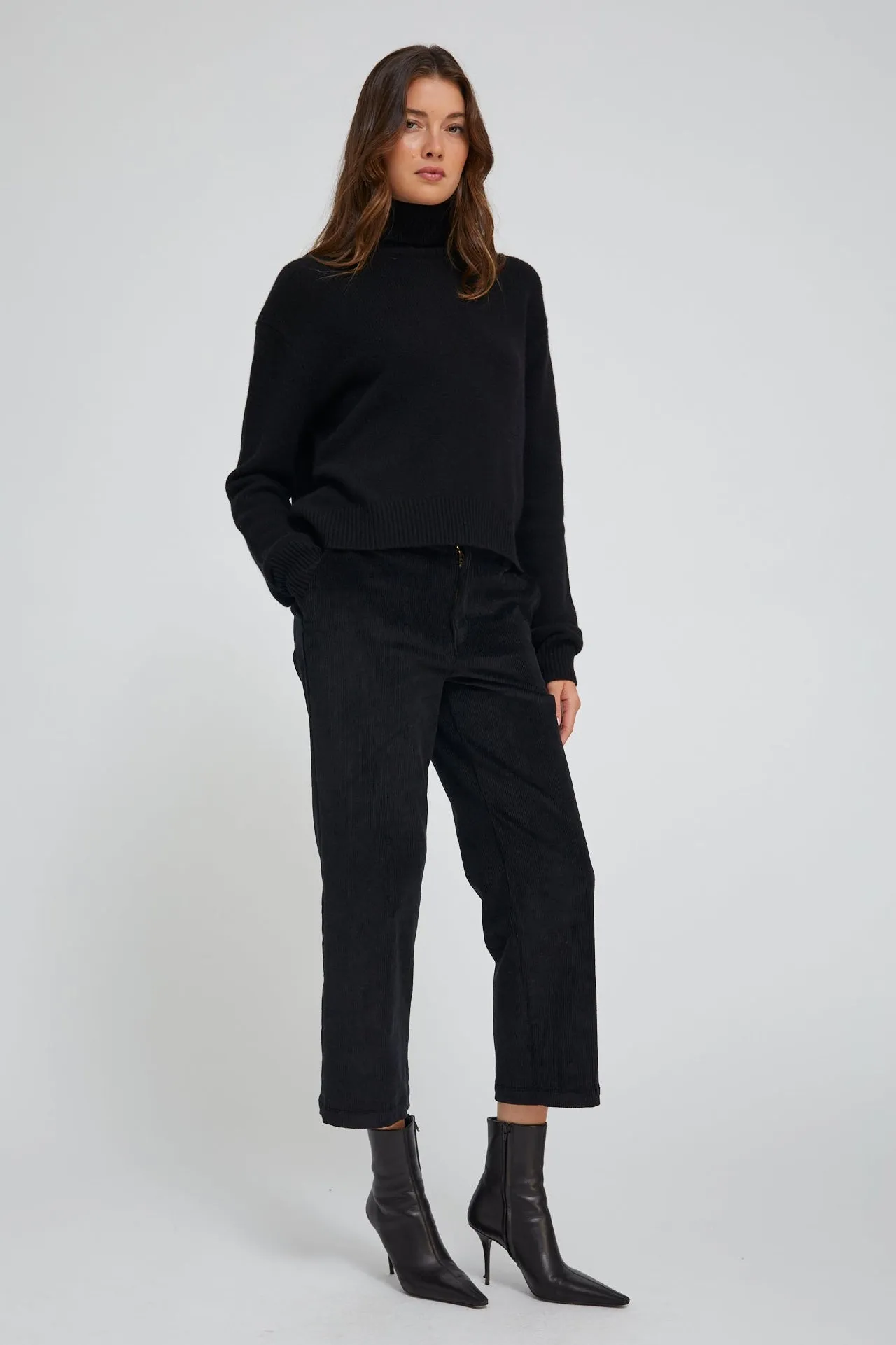 Black Corduroy Cropped Trousers sold by SPRWMN product image thumbnail 3