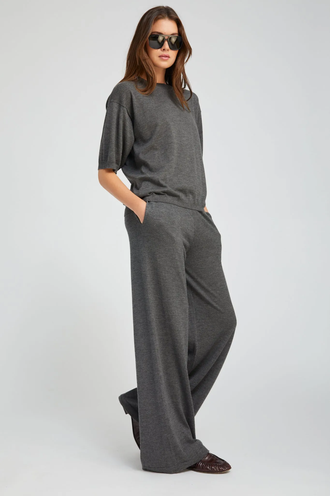 Charcoal Cashmere Wide Leg Pants sold by SPRWMN product image thumbnail 2