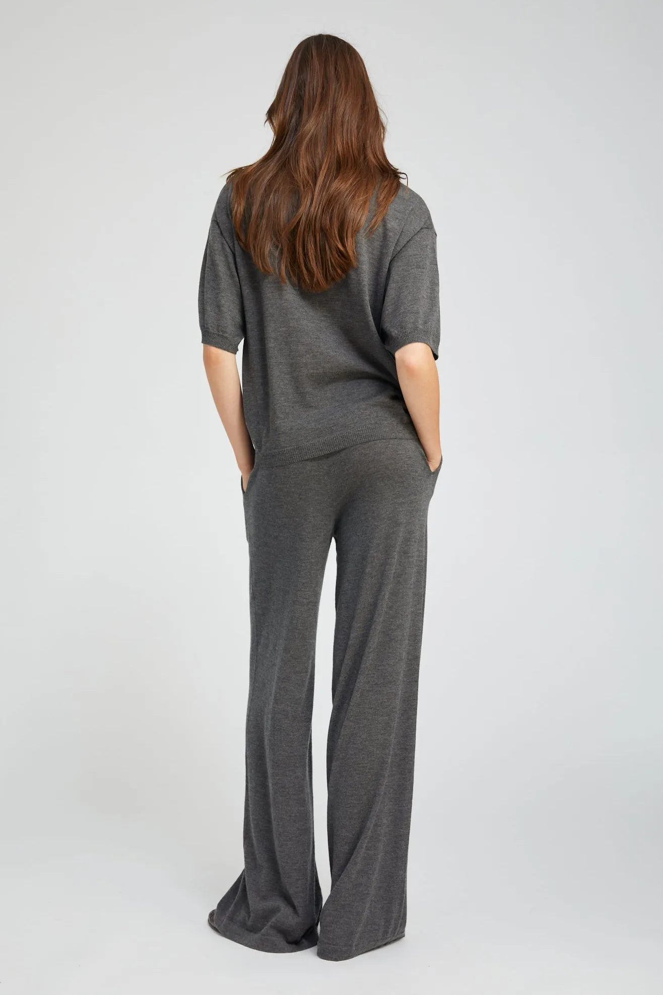 Charcoal Cashmere Wide Leg Pants sold by SPRWMN product image thumbnail 3