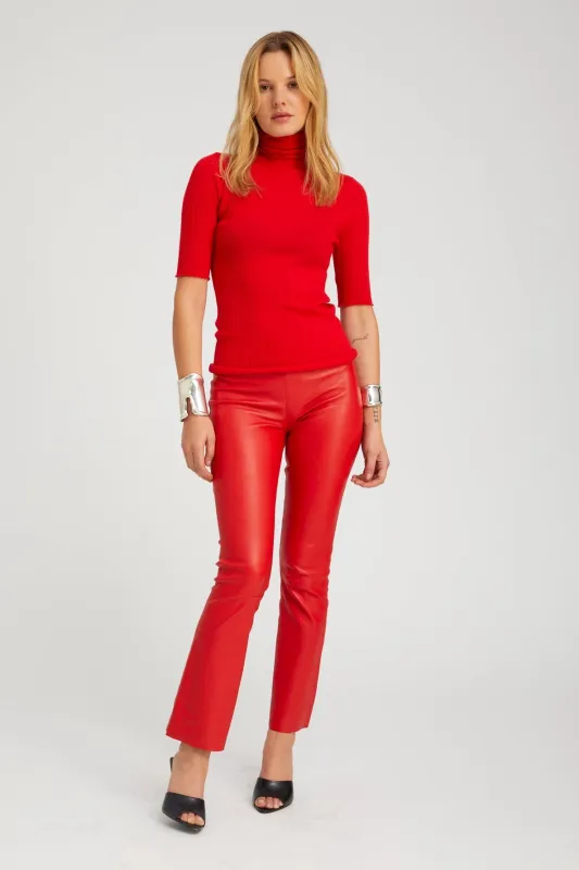 Red Leather Ankle Flare sold by SPRWMN