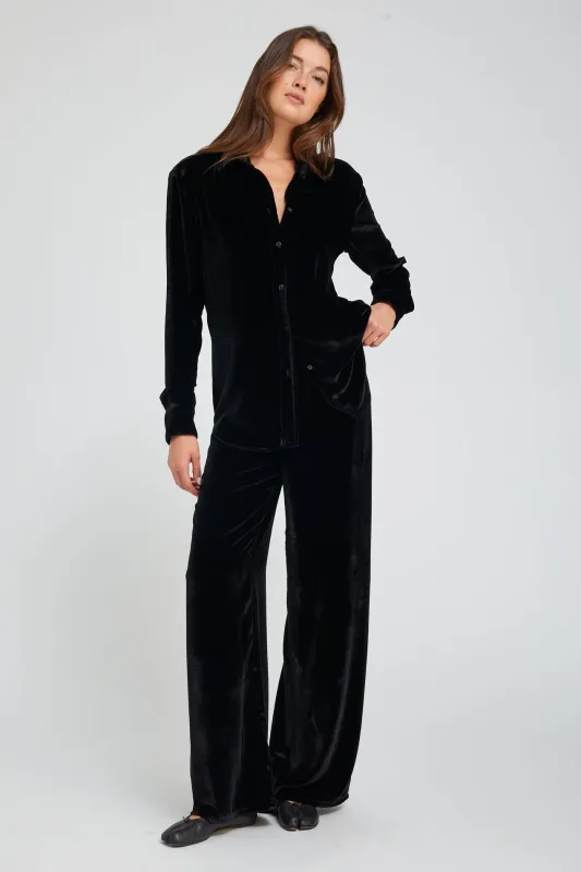 Black Silk Wide Leg Easy Pants sold by SPRWMN