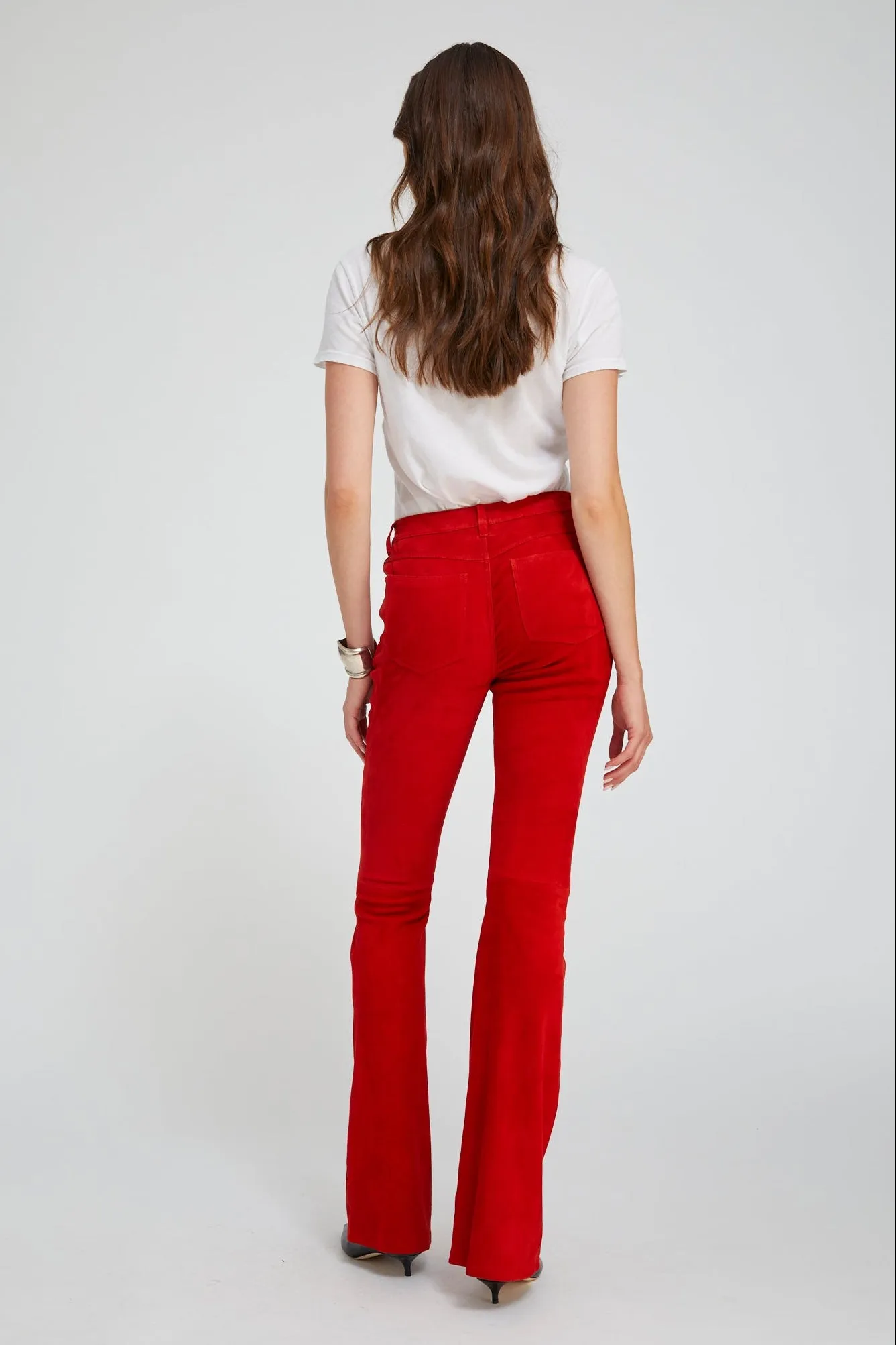 Red Suede 5 Pocket Micro Flare sold by SPRWMN product image thumbnail 3