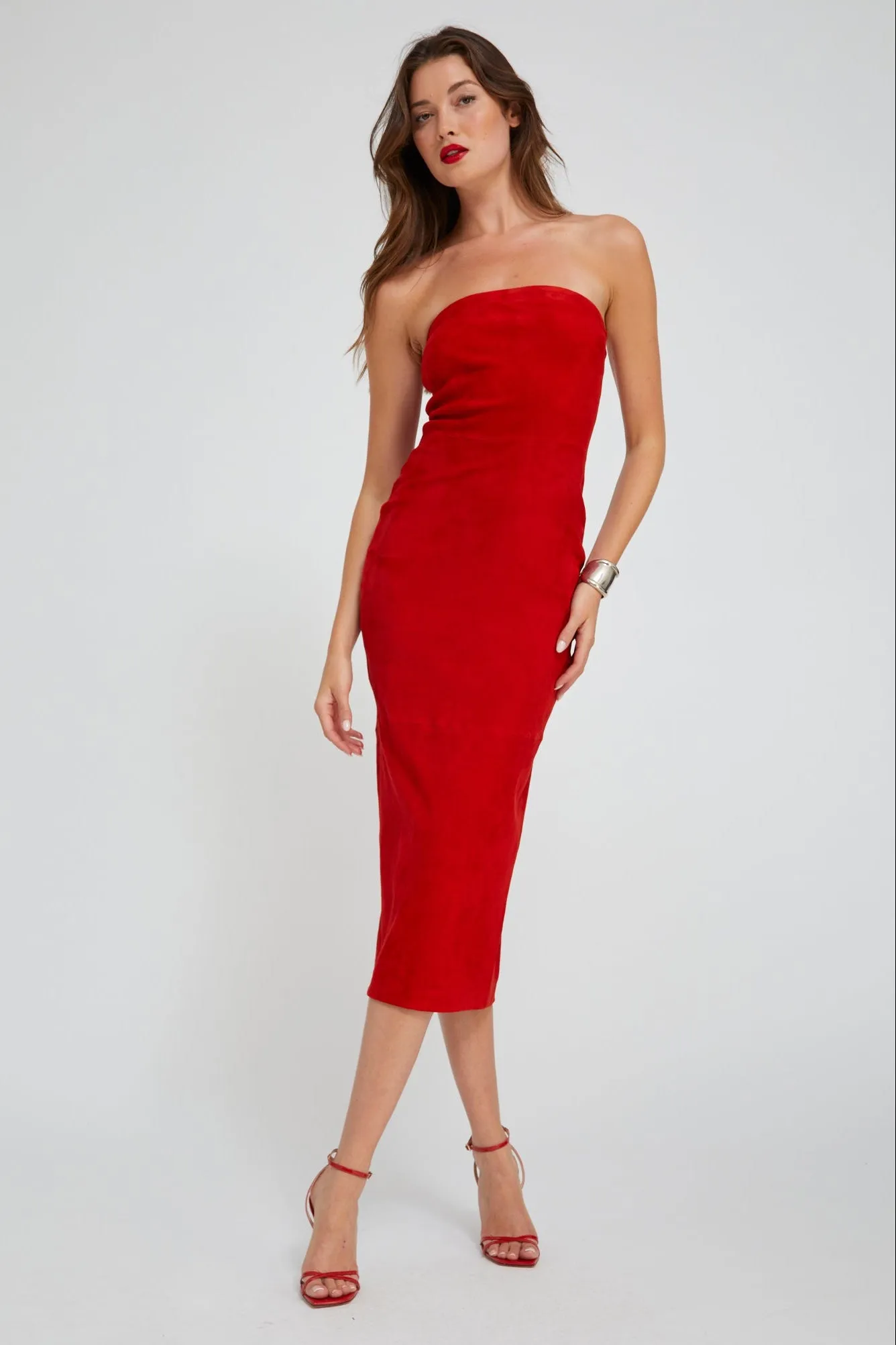 Red Suede Tube Dress sold by SPRWMN product image thumbnail 2