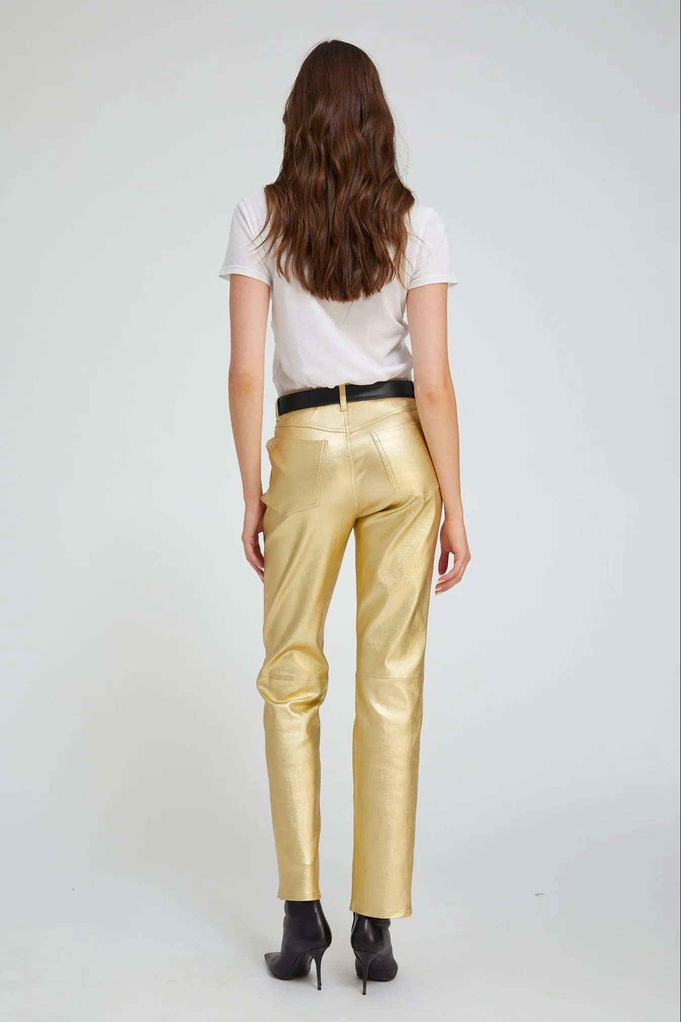 Metallic Gold Leather 5 Pocket Slim Straight sold by SPRWMN product image thumbnail 3