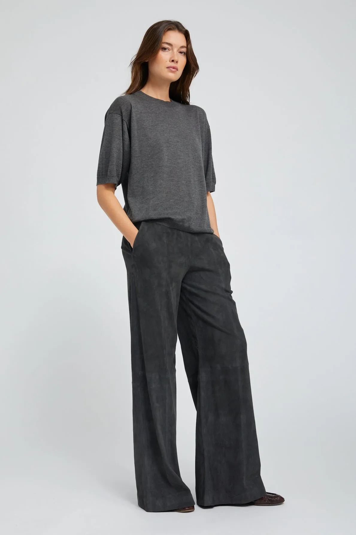 Suede Wide Leg Trousers sold by SPRWMN product image thumbnail 2
