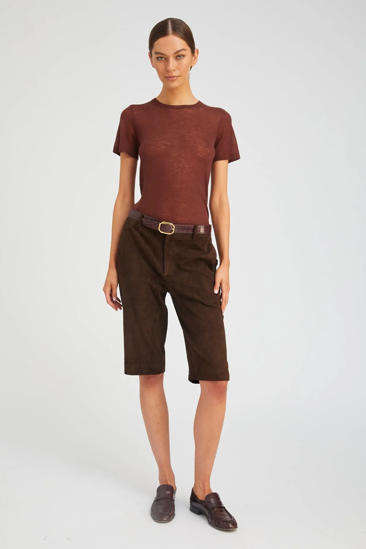 Suede Bermuda Trouser Shorts sold by SPRWMN