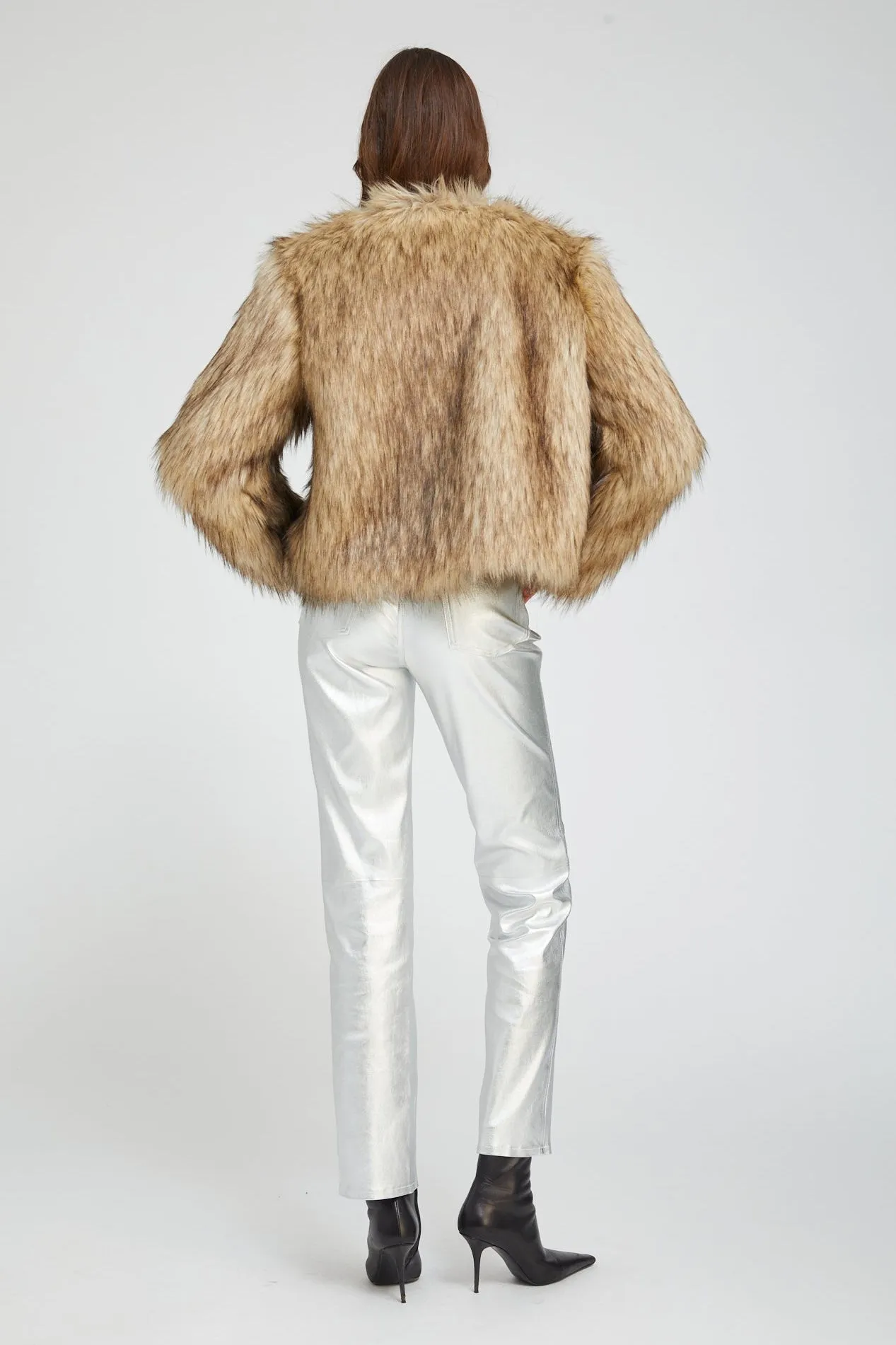 Metallic Silver Leather 5 Pocket Slim Straight sold by SPRWMN product image thumbnail 4