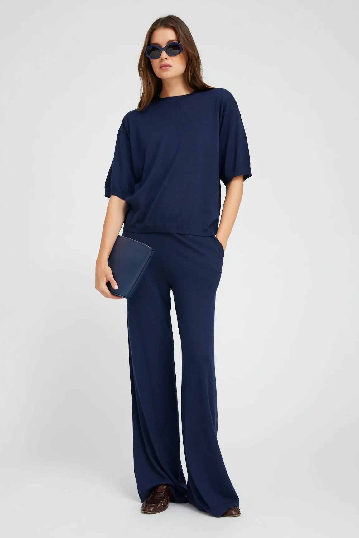 Navy Cashmere Wide Leg Pants & Top PR sold by SPRWMN