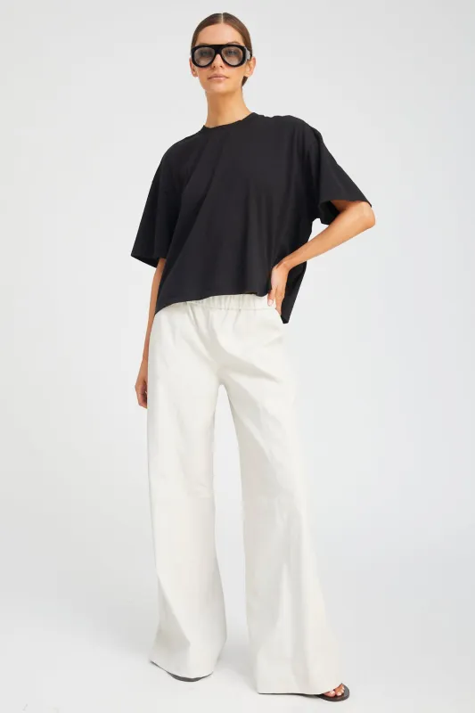 Shell Stretch Leather Wide Leg Trousers sold by SPRWMN