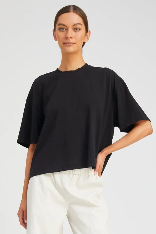 Black Supima Cotton Boxy Tee sold by SPRWMN